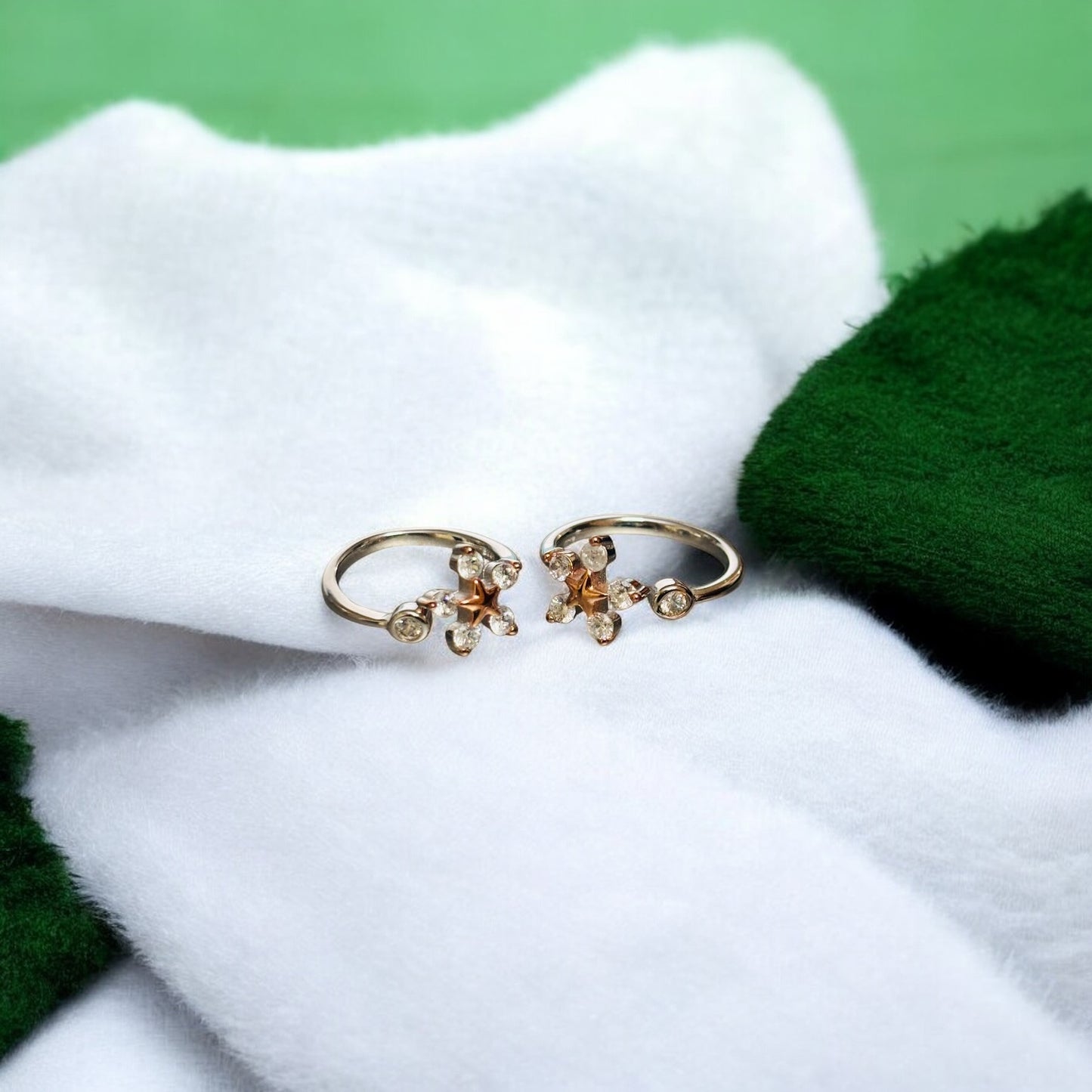 Flower dual tone upside open 925 Toe Ring
