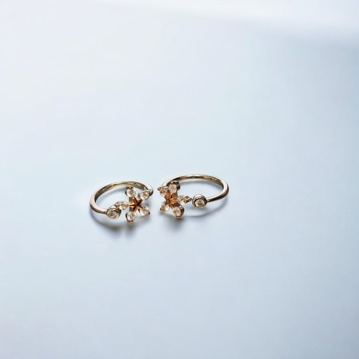 Flower dual tone upside open 925 Toe Ring