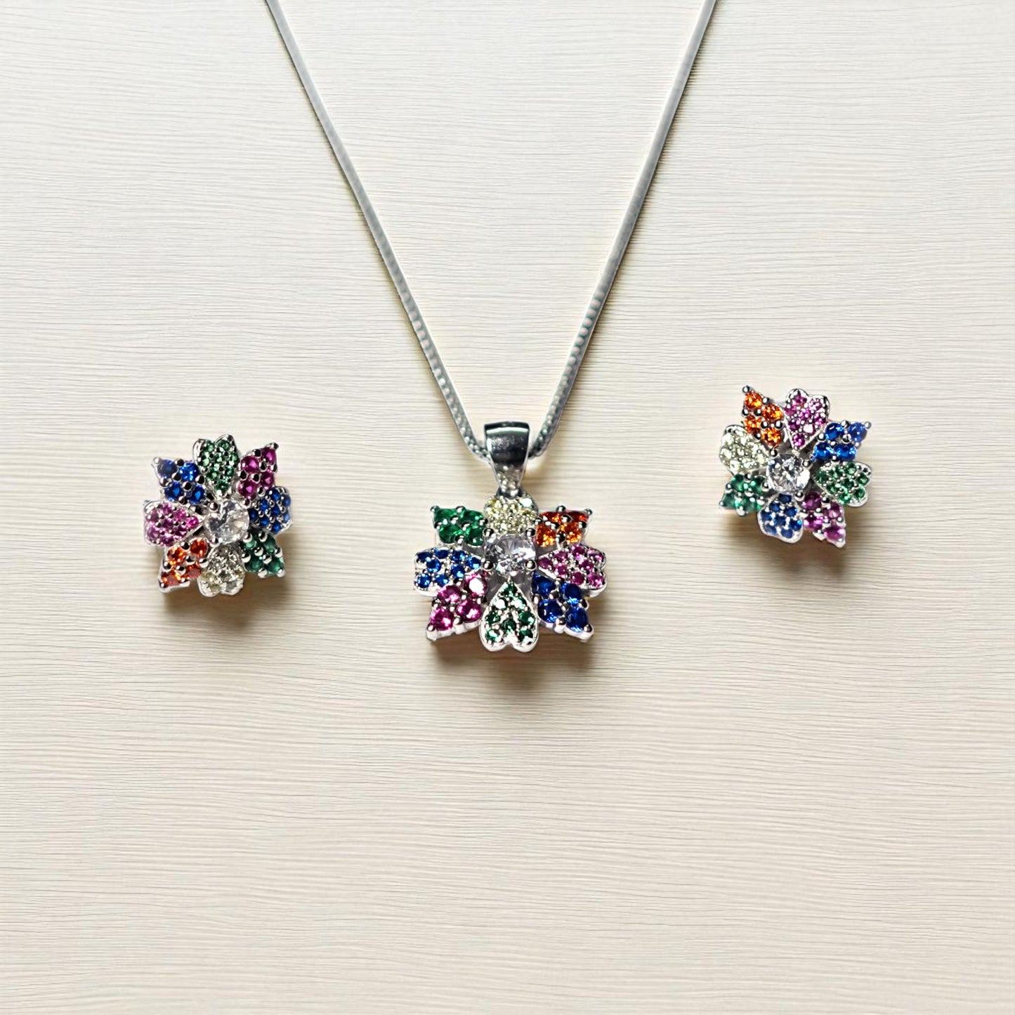Glittering flower earring set