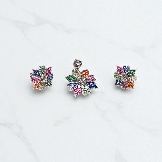 Glittering flower earring set