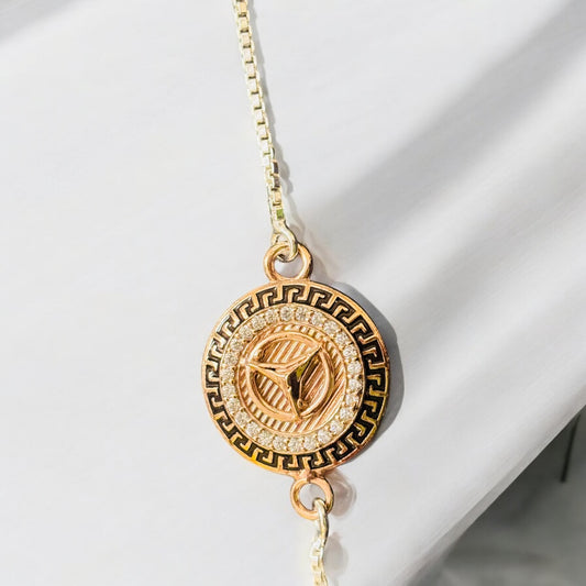 Gold Men’s bracelet with intricate MERCEDEZ BENZ
