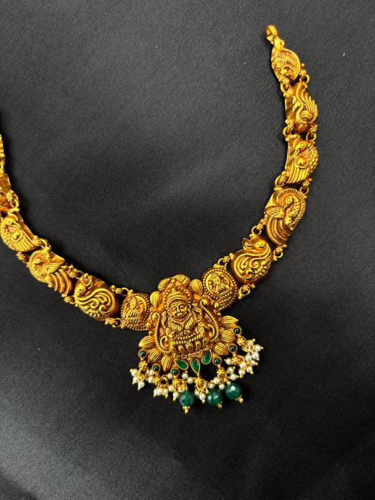 Gold Plated Silver temple jewellery necklace set