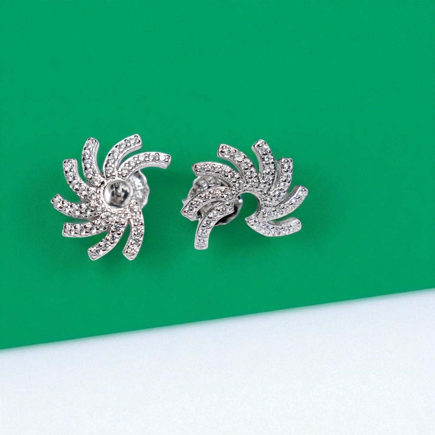 Half Blooming Flower Minimalist Silver earrings