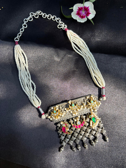 Handmade Fusion Choker Silver Necklace