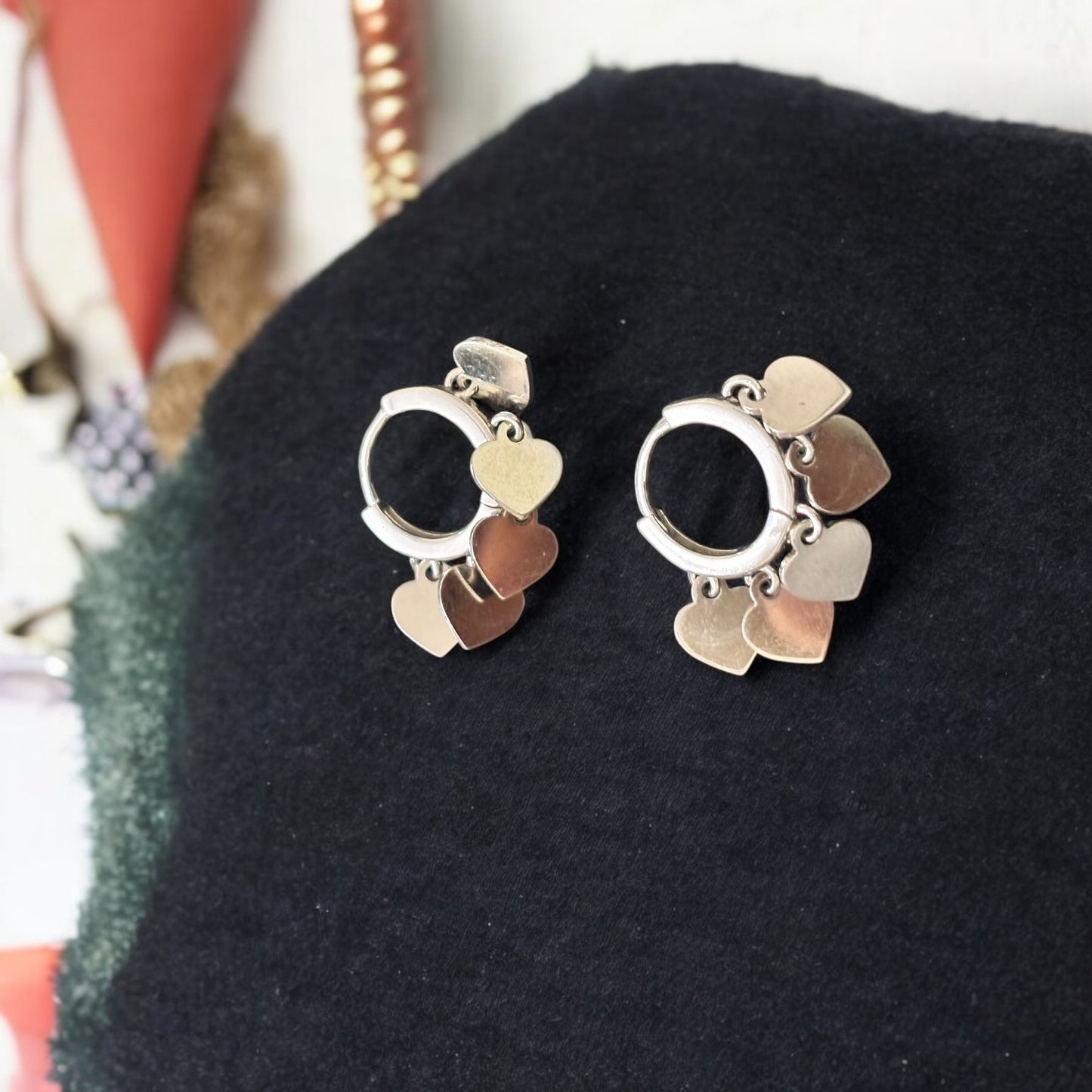 Heart Charms dangling 925 silver earring