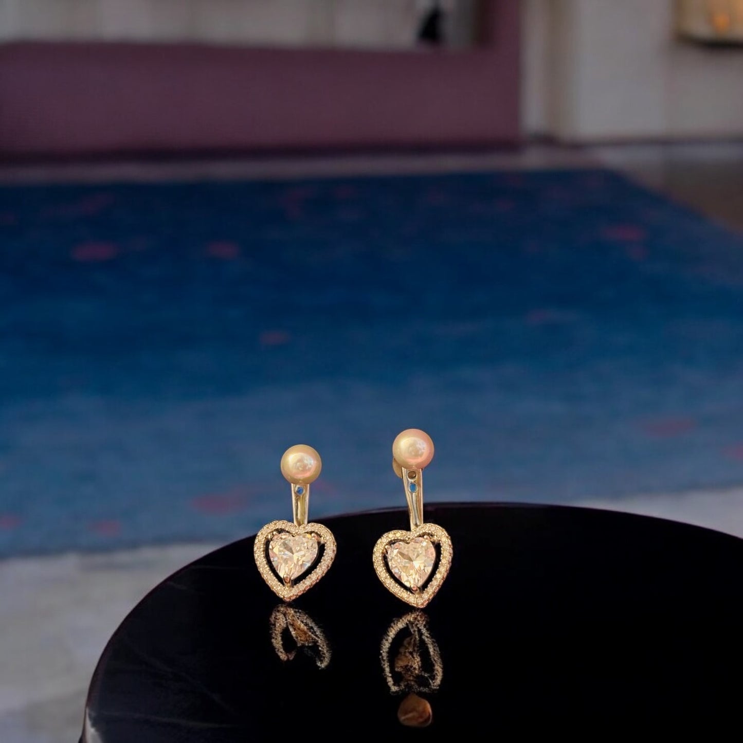 Heart drop 925 silver pearl earring