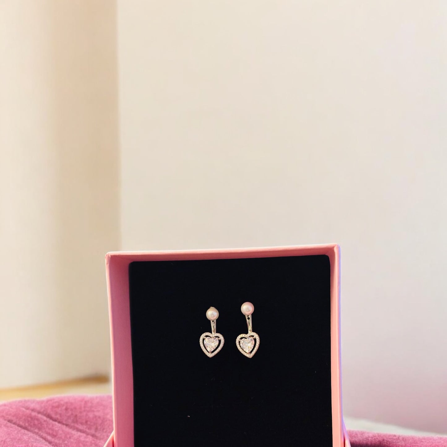 Heart drop 925 silver pearl earring