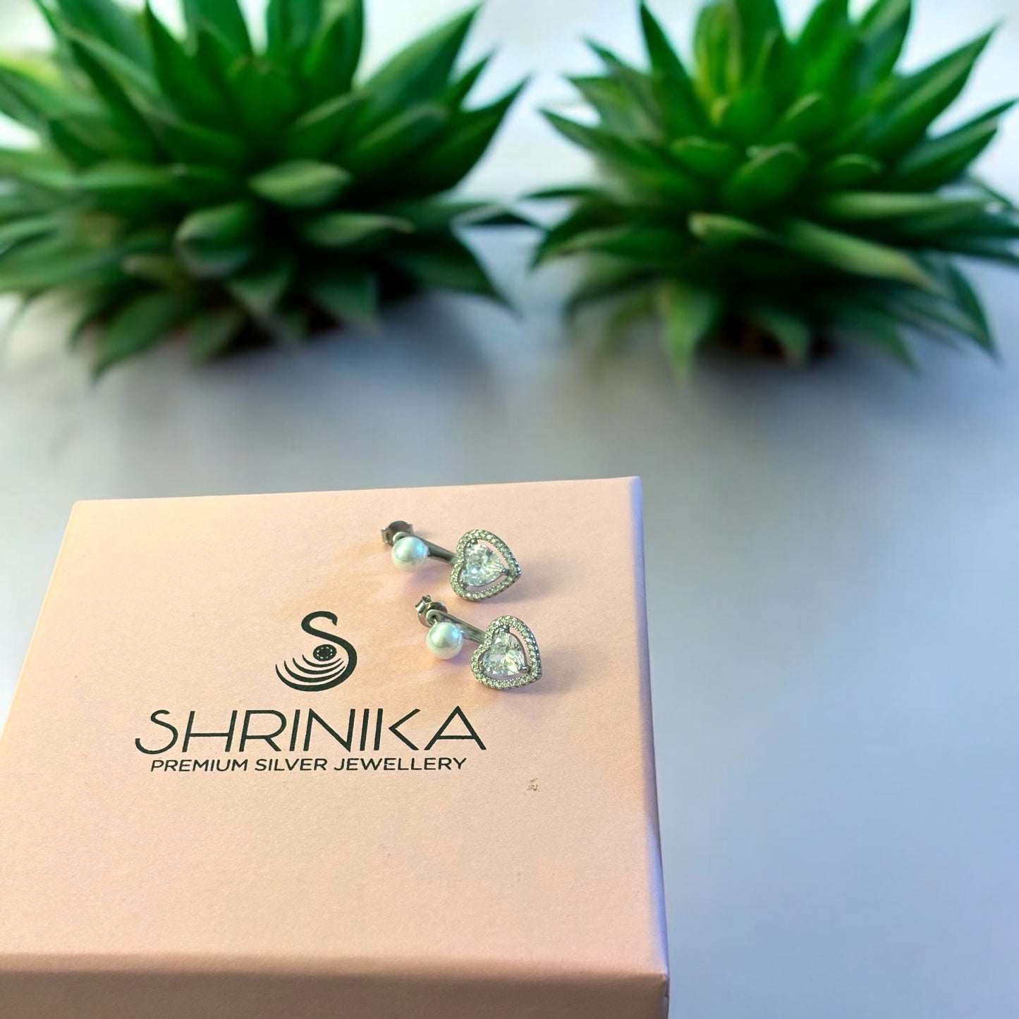 Heart drop 925 silver pearl earring