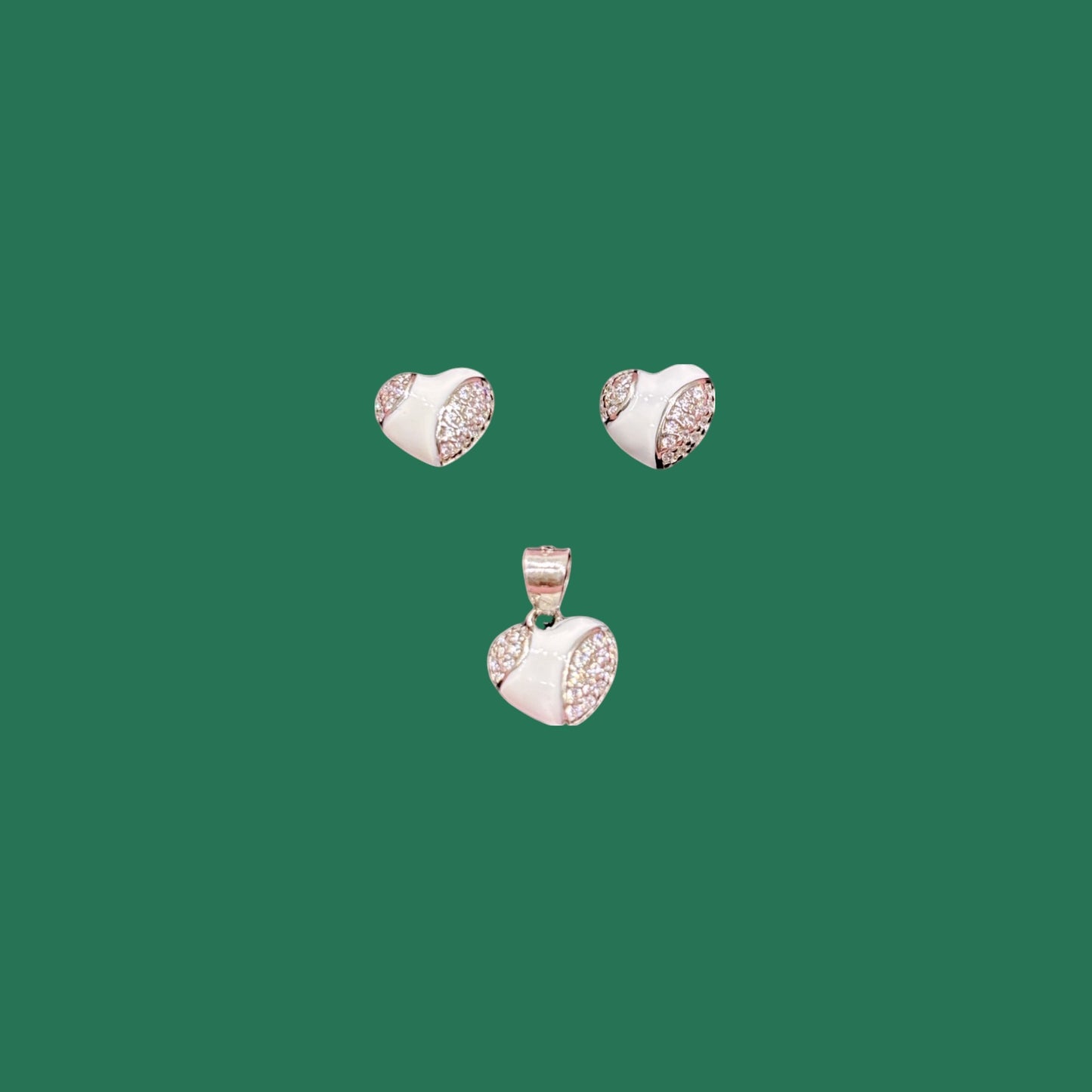 Heart Enamel Pendant set