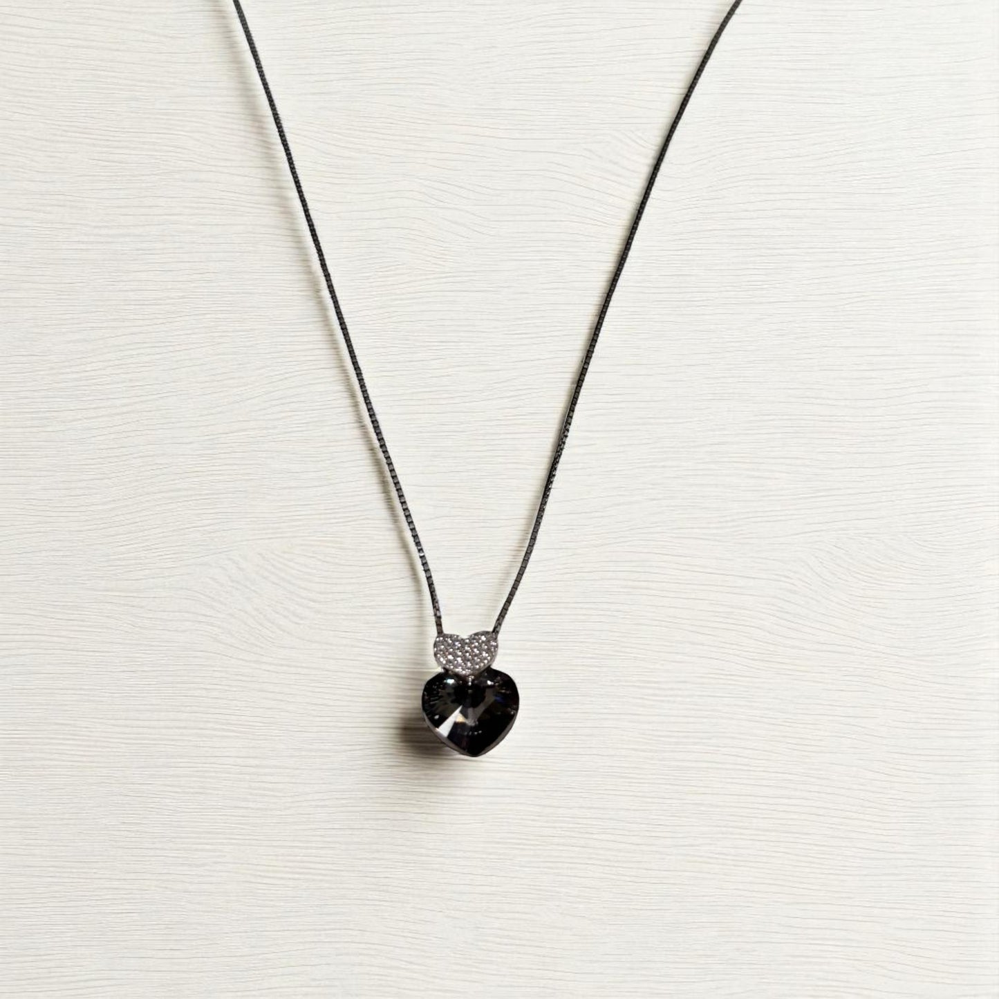 Heart shape swarovski crystal silver pendant chain