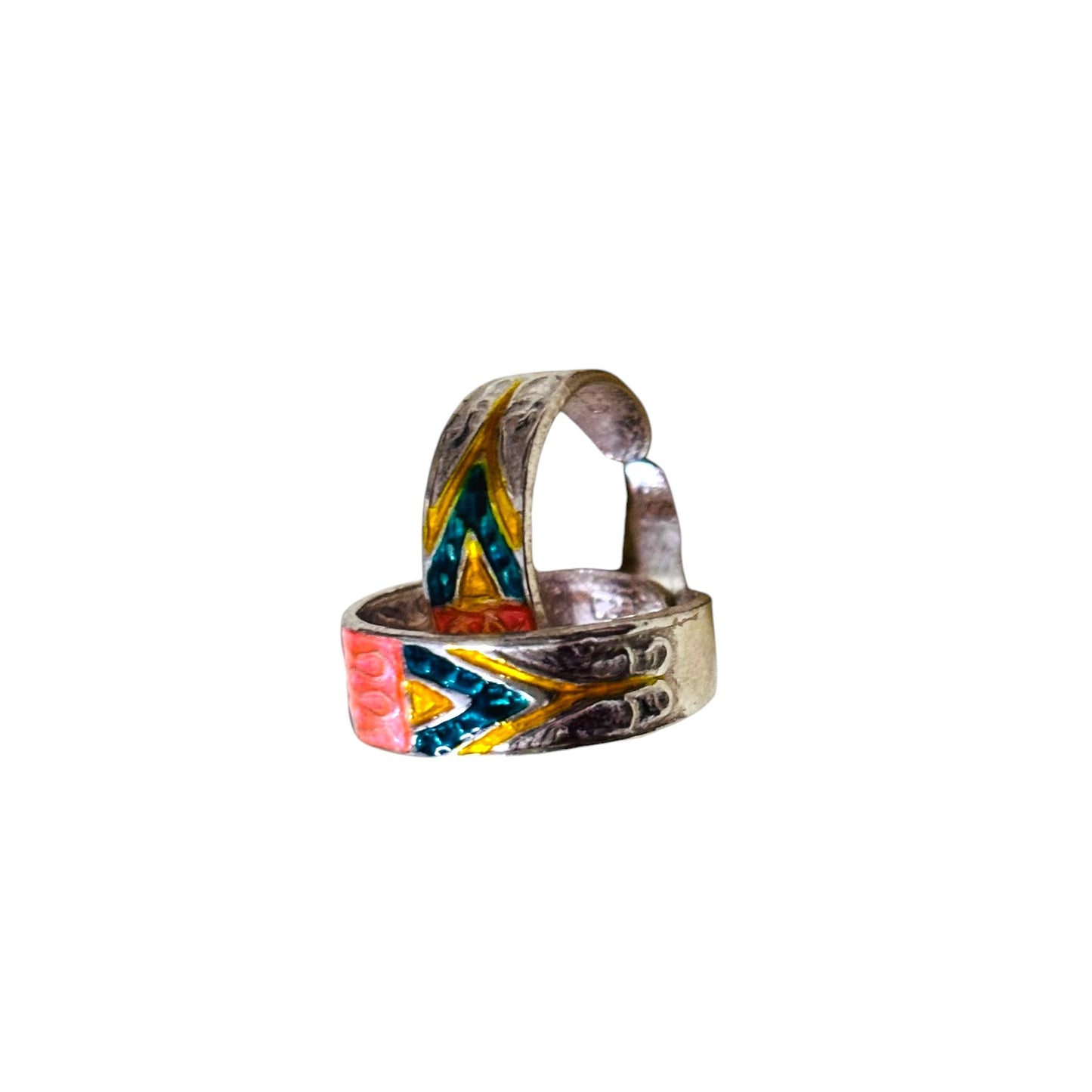 Dual tone enameled toe ring