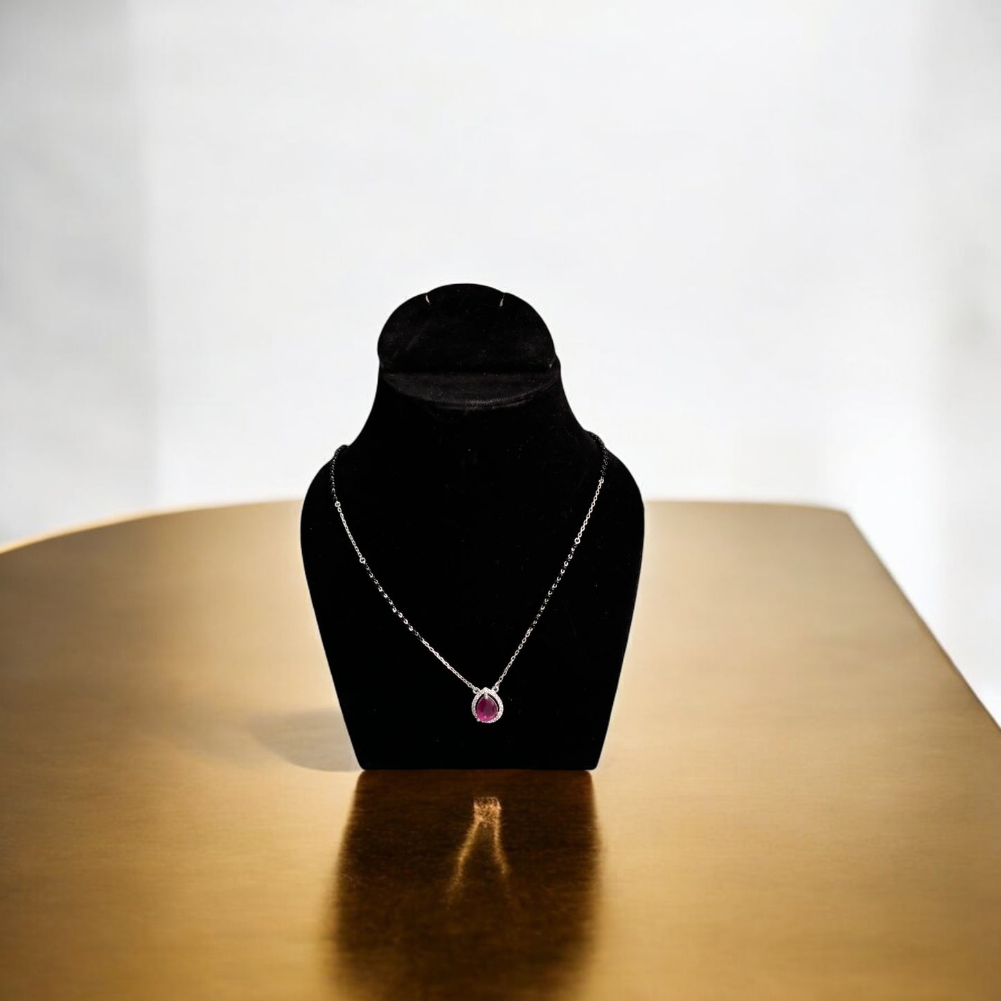 Oval ruby silver Mangalsutra Necklace