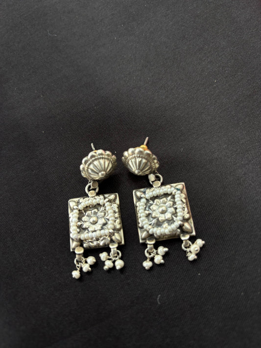 Pearl oxidised drop 925 Earrings
