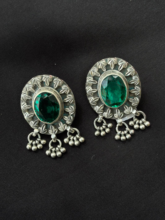 Emerald oxidised 925 Earrings