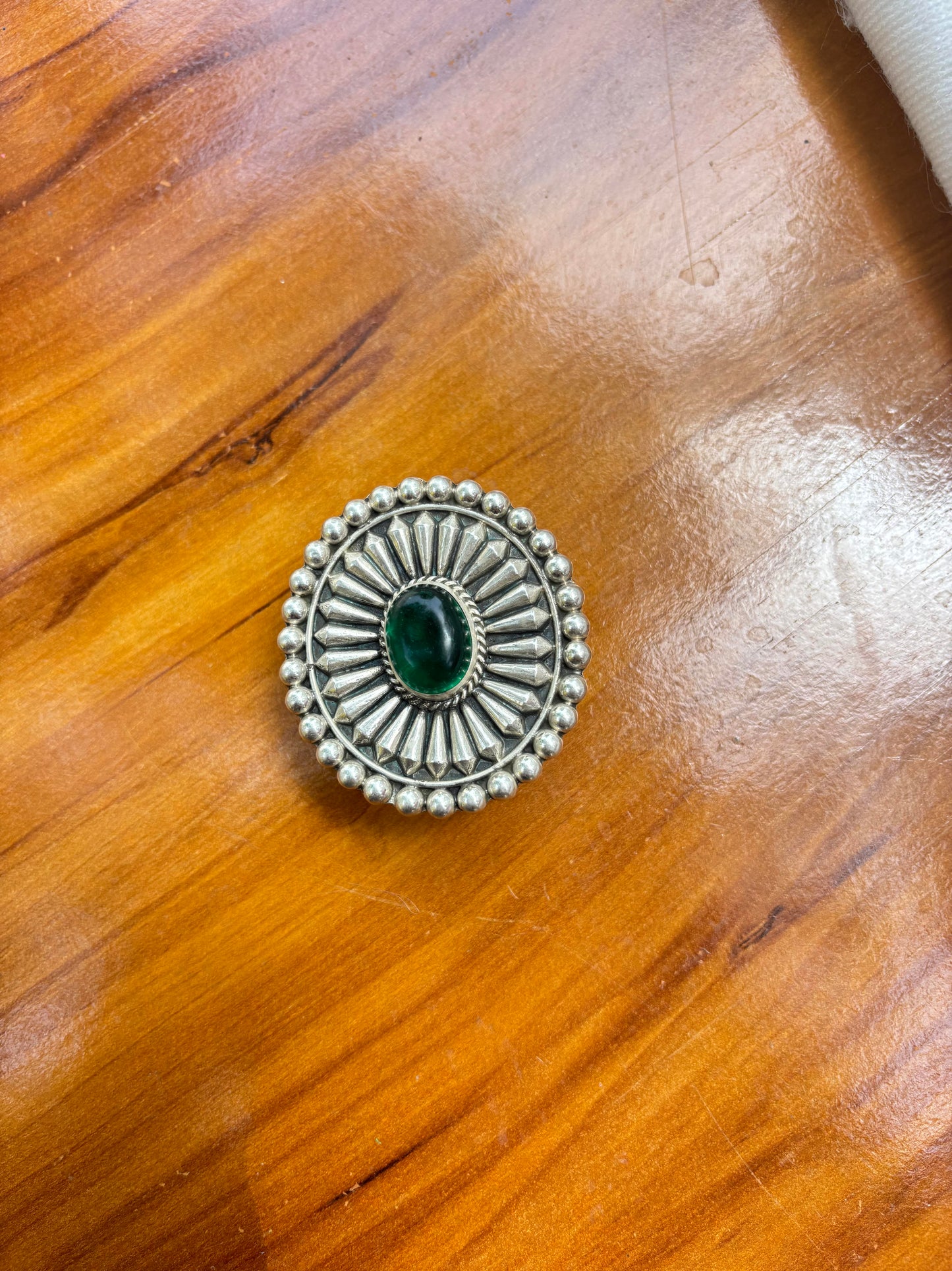 Oxidised Emerald Adjustable 925 cocktail RIng