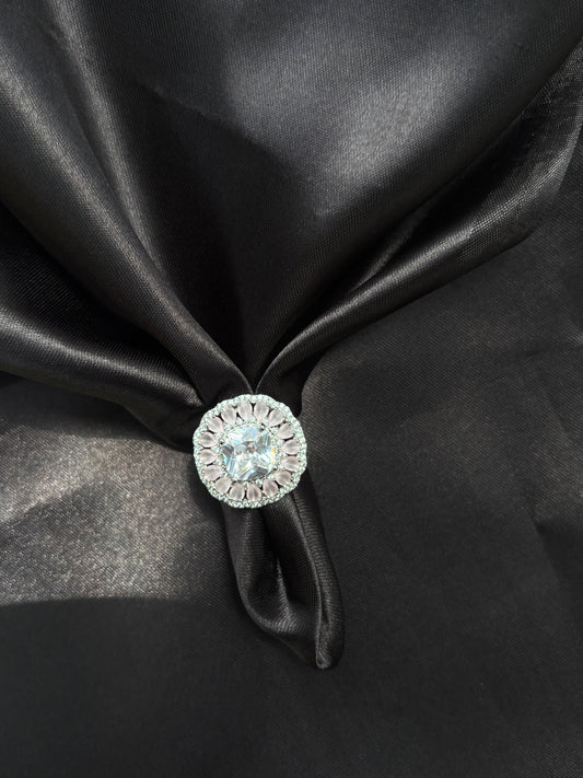 Emerald studded diamond Cocktail adjustable ring