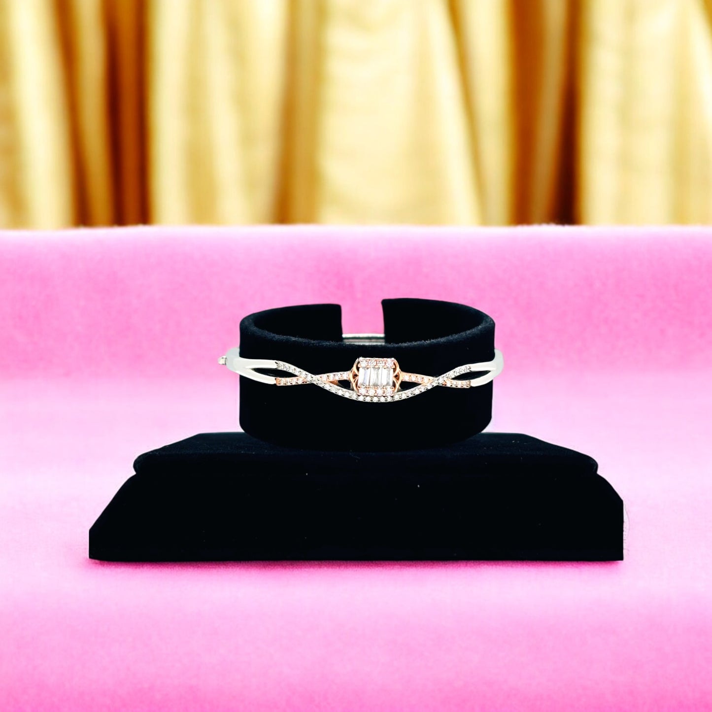 Interlinked Baguette Silver Kada