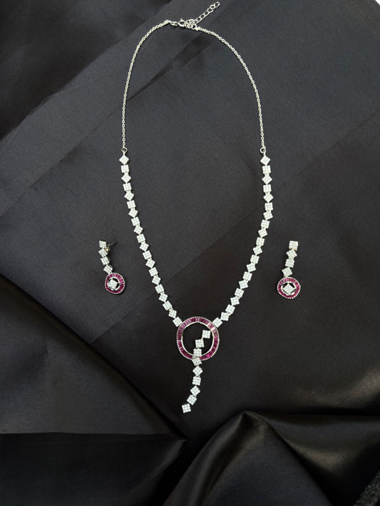 Mesmerising Ruby Silver Necklace Set