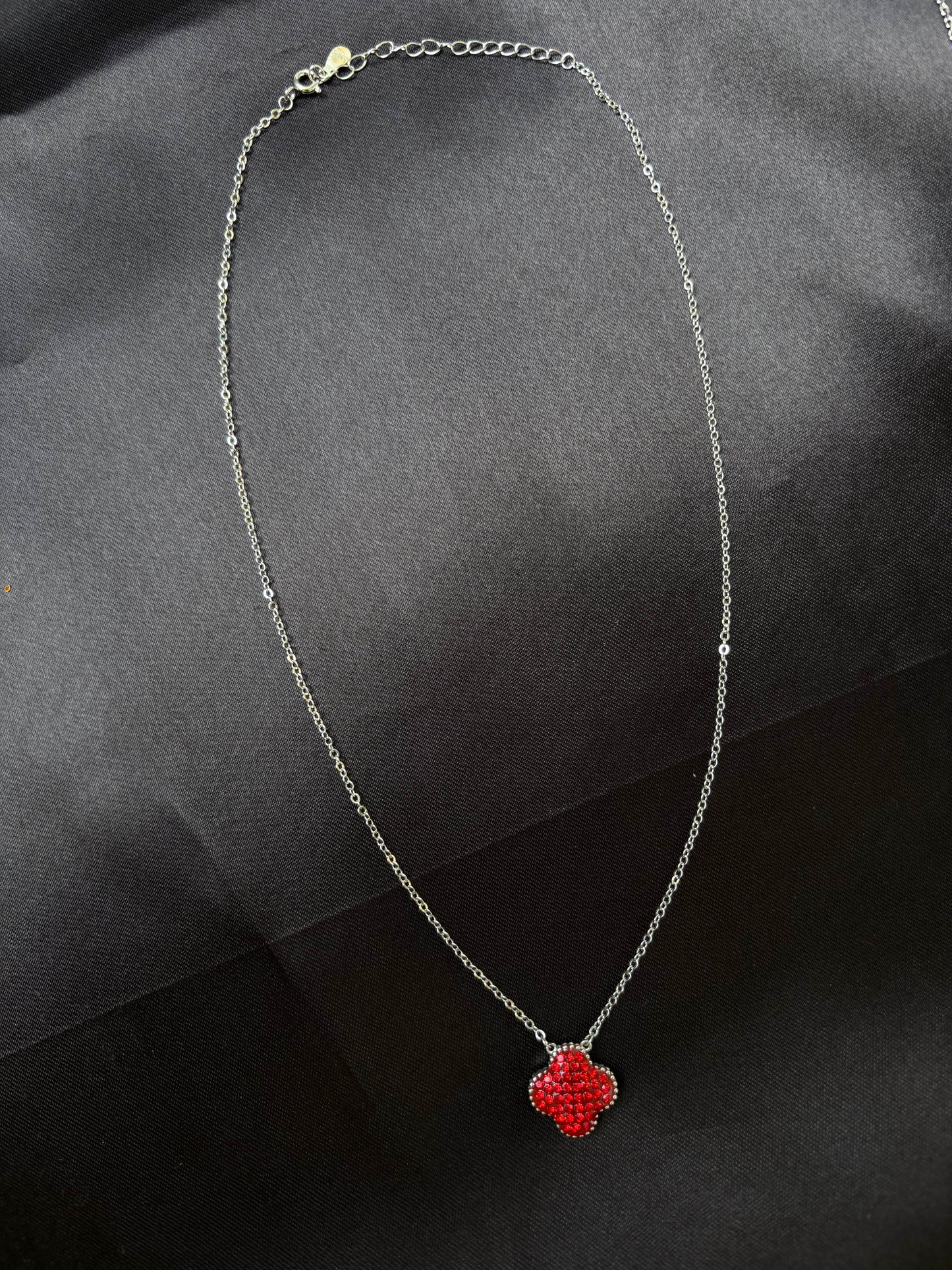Ruby floral pendant with box chain