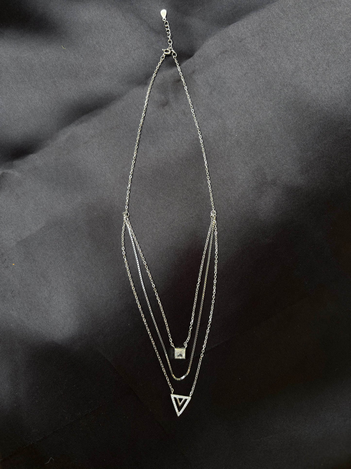 Victory triple layer 925 silver necklace