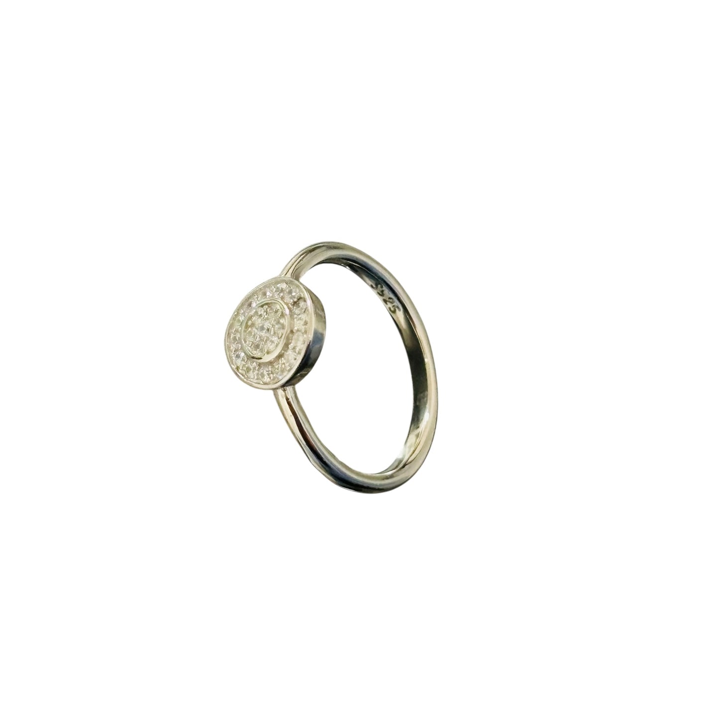 Gold ring with a diamond on a white background