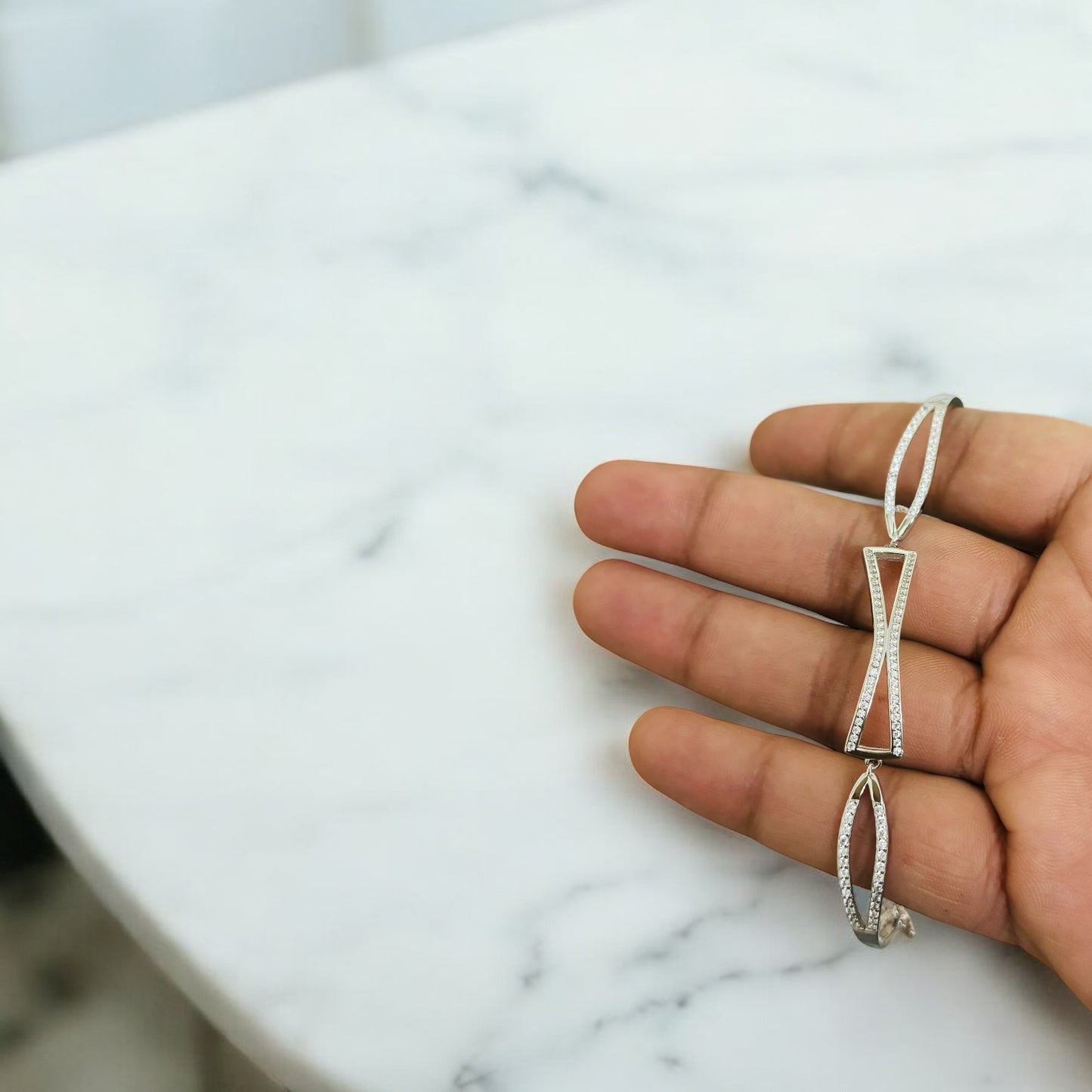 Interlink Royal CZ Silver Bracelet