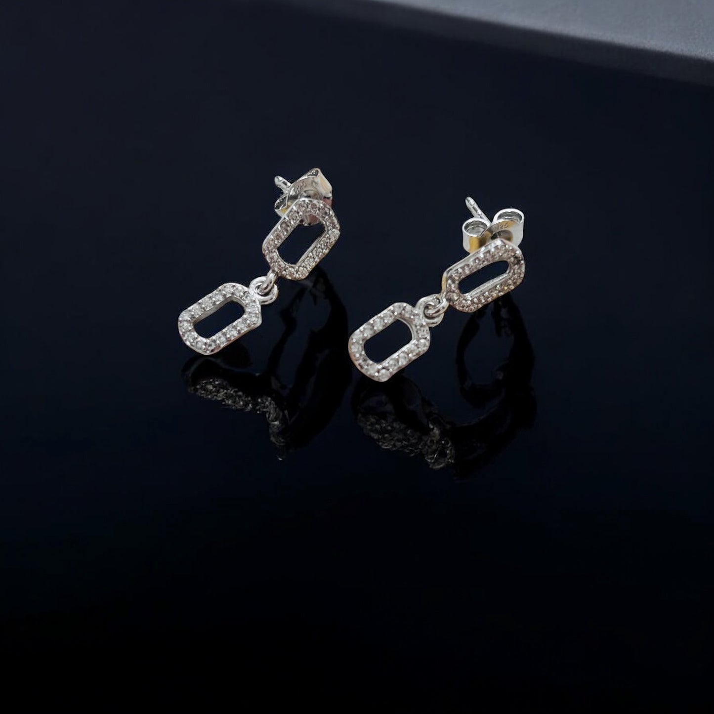 Interlink Silver CZ Necklace Set