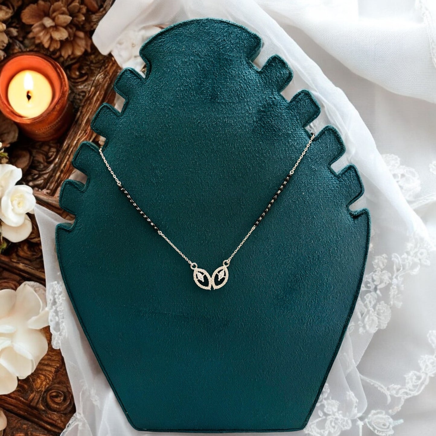 Leafy affair silver Mangalsutra Necklace