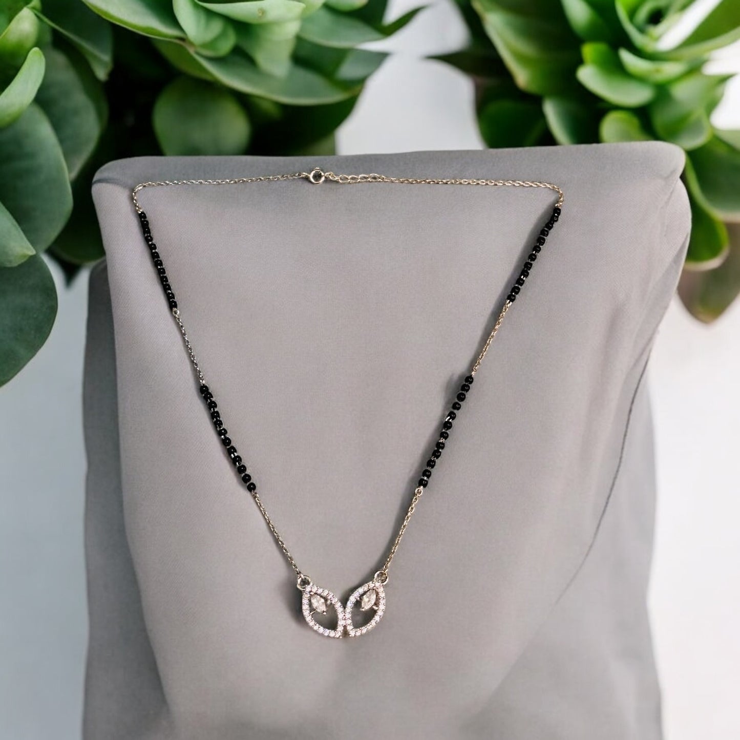 Leafy affair silver Mangalsutra Necklace