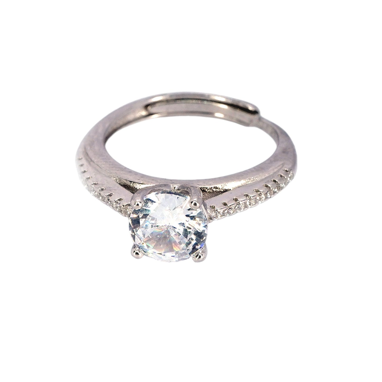 Majestic Solitaire Silver Engagement Ring
