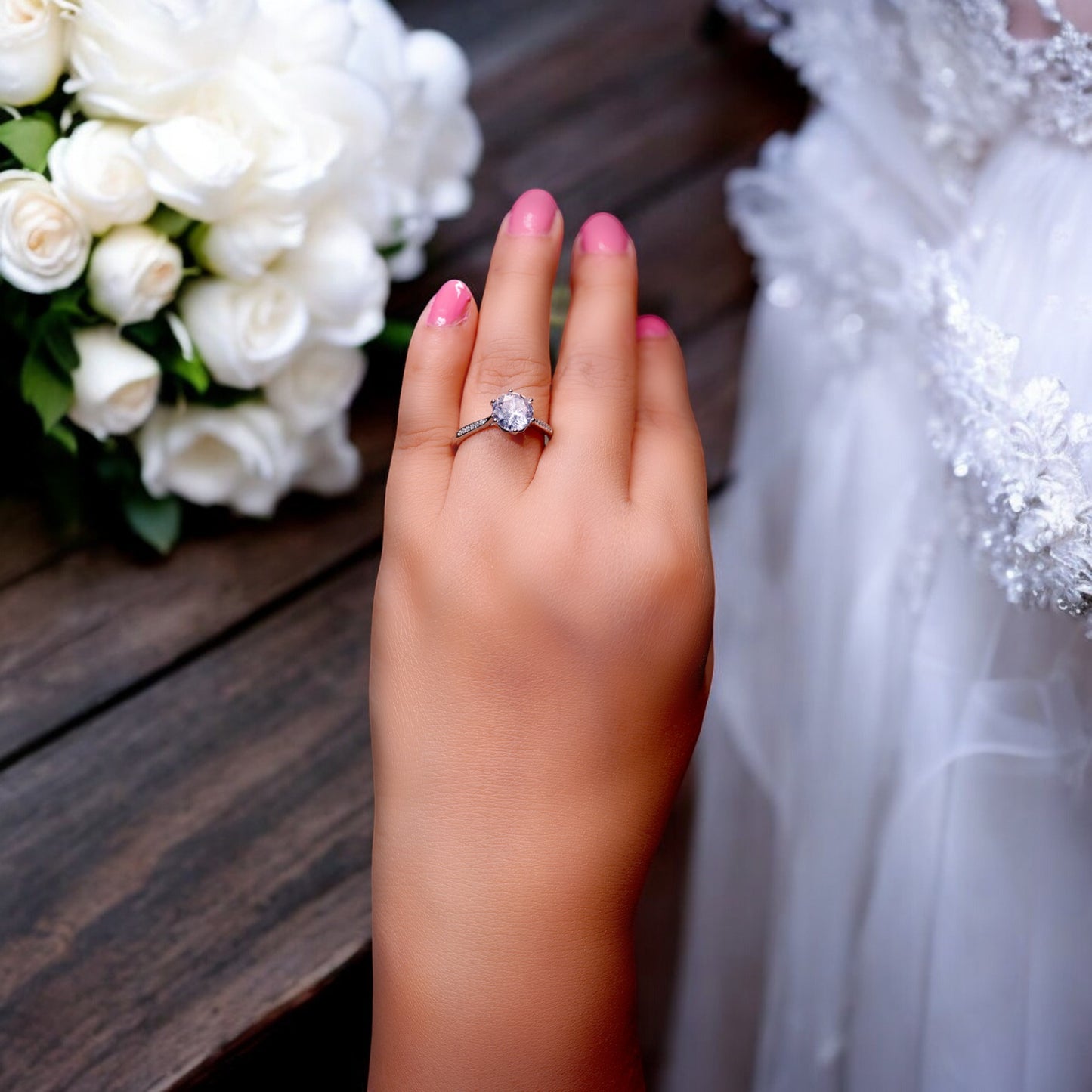 Majestic Solitaire Silver Engagement Ring