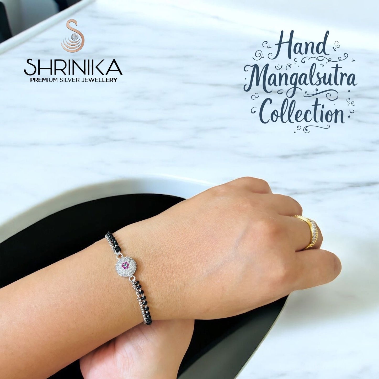 Minimal Silver Hand mangalsutra