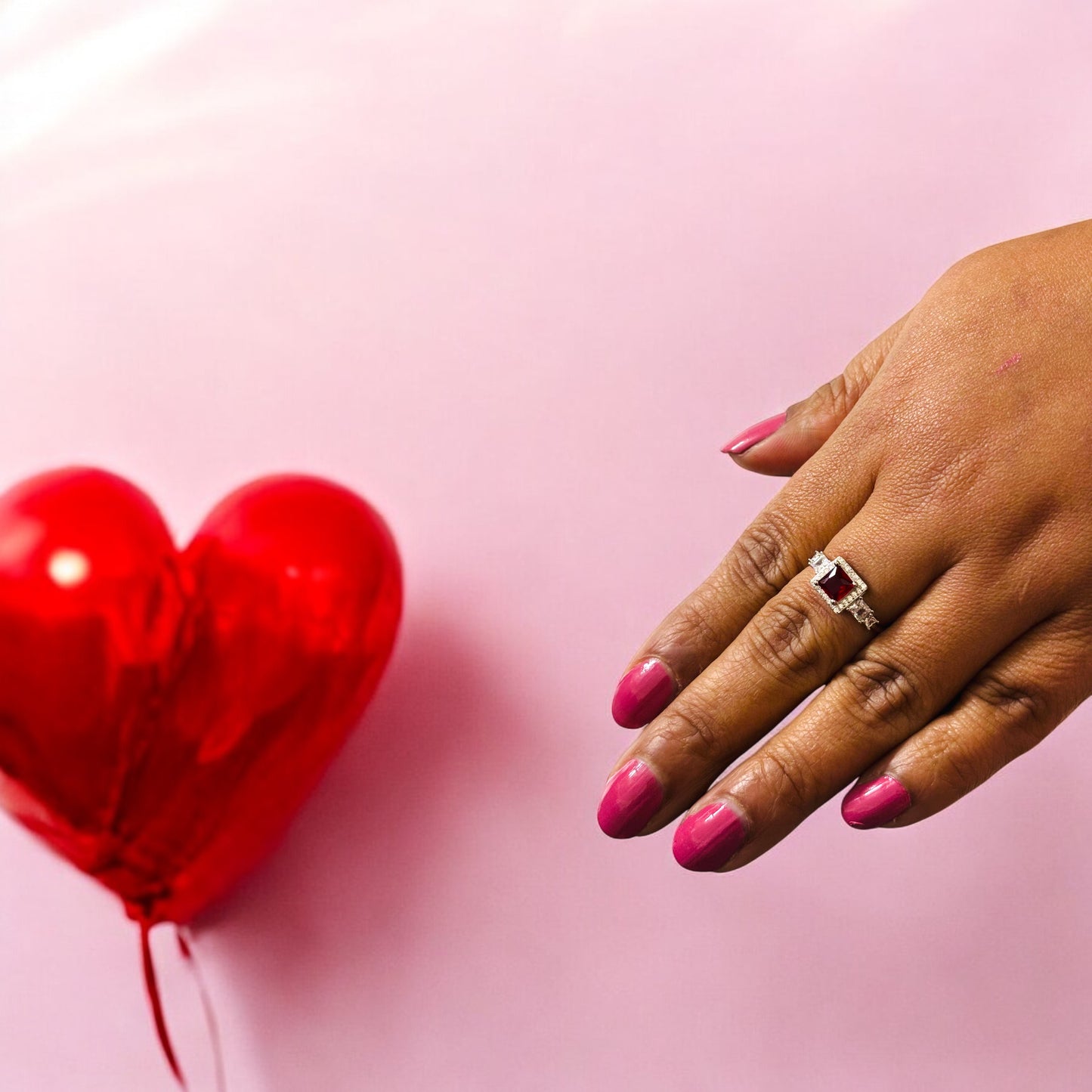 Minimal Silver Ruby CZ Ring
