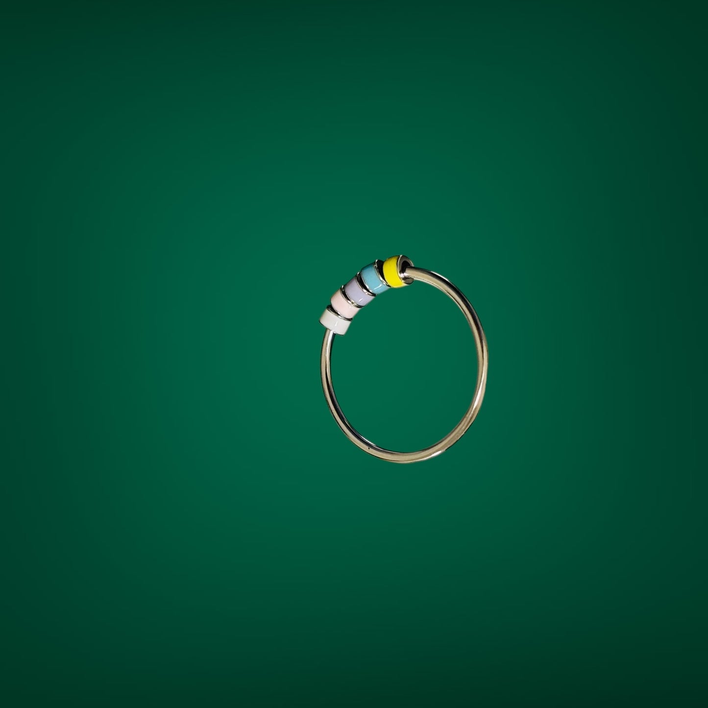 Minimal Silver ring with Colorful beads