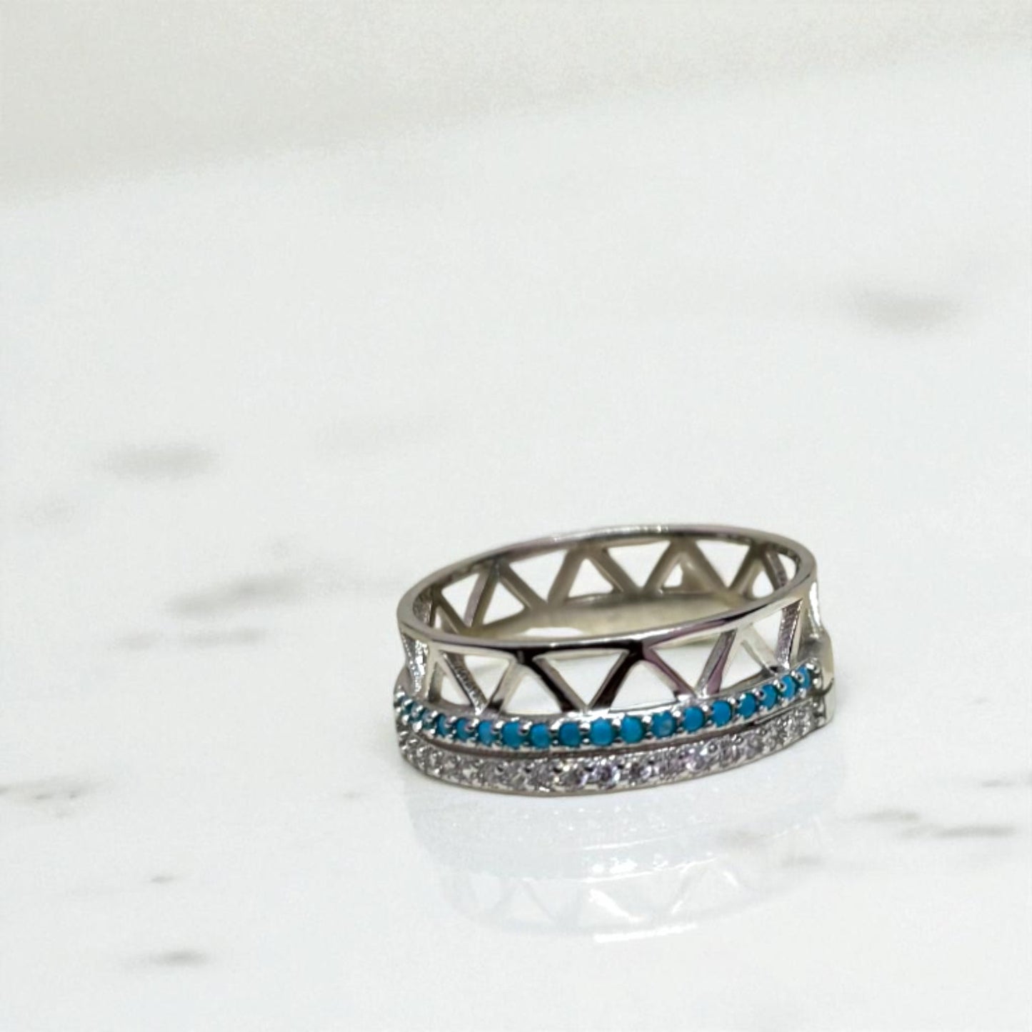 Minimal zigzag glitter 925 Ring