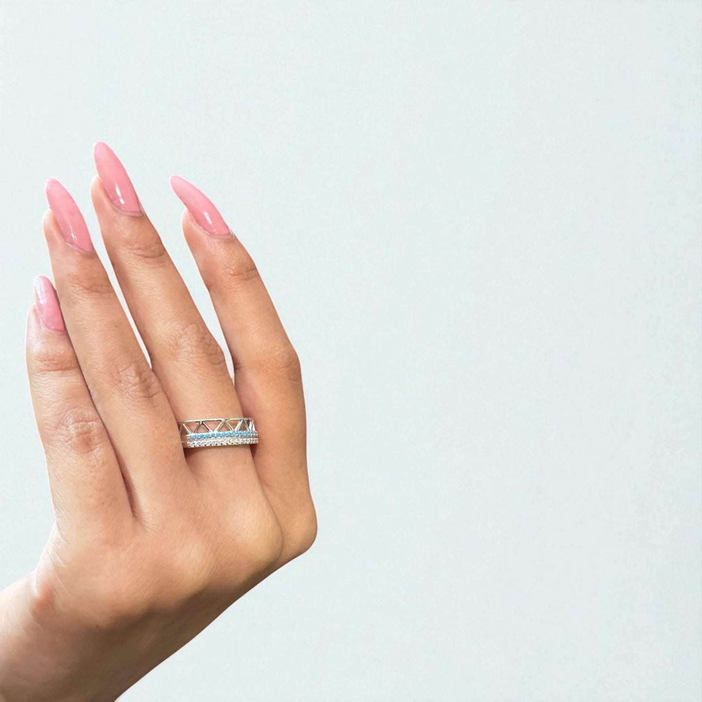 Minimal zigzag glitter 925 Ring