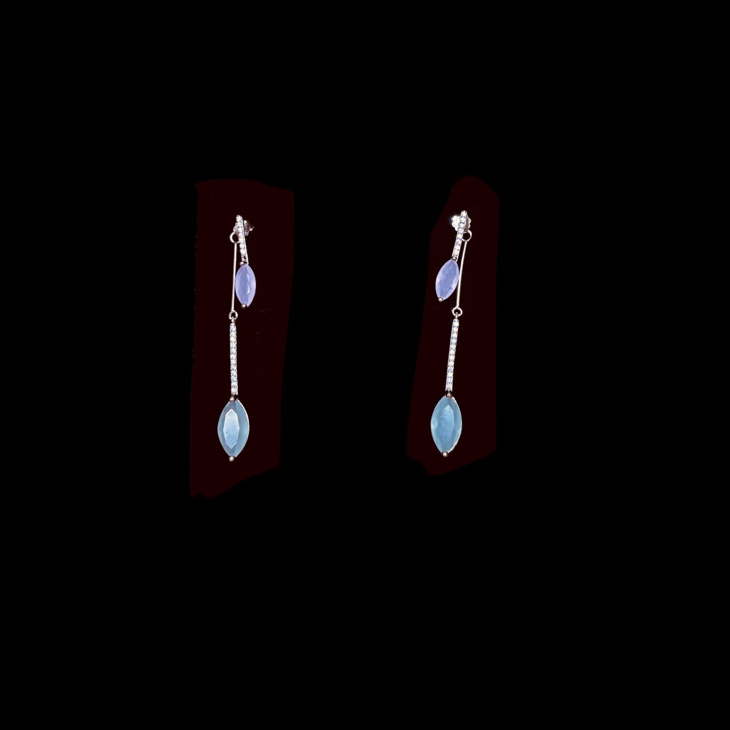 Multicolour drop Silver Earring