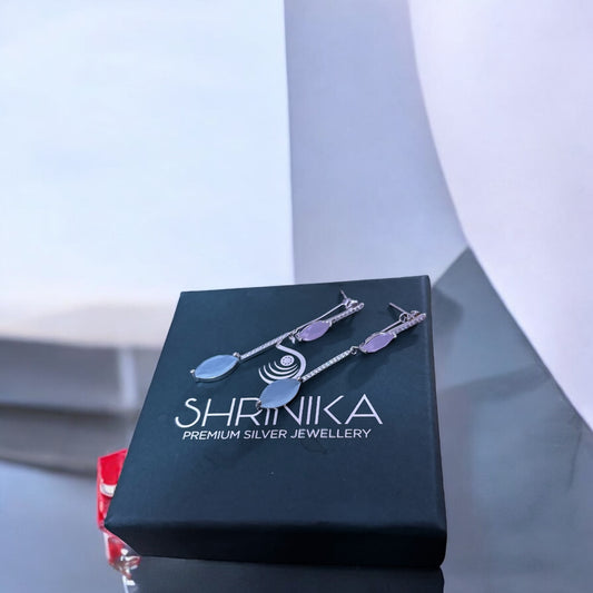 Multicolour drop Silver Earring