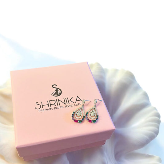 Multicolour leaf Drop sterling silver Earring