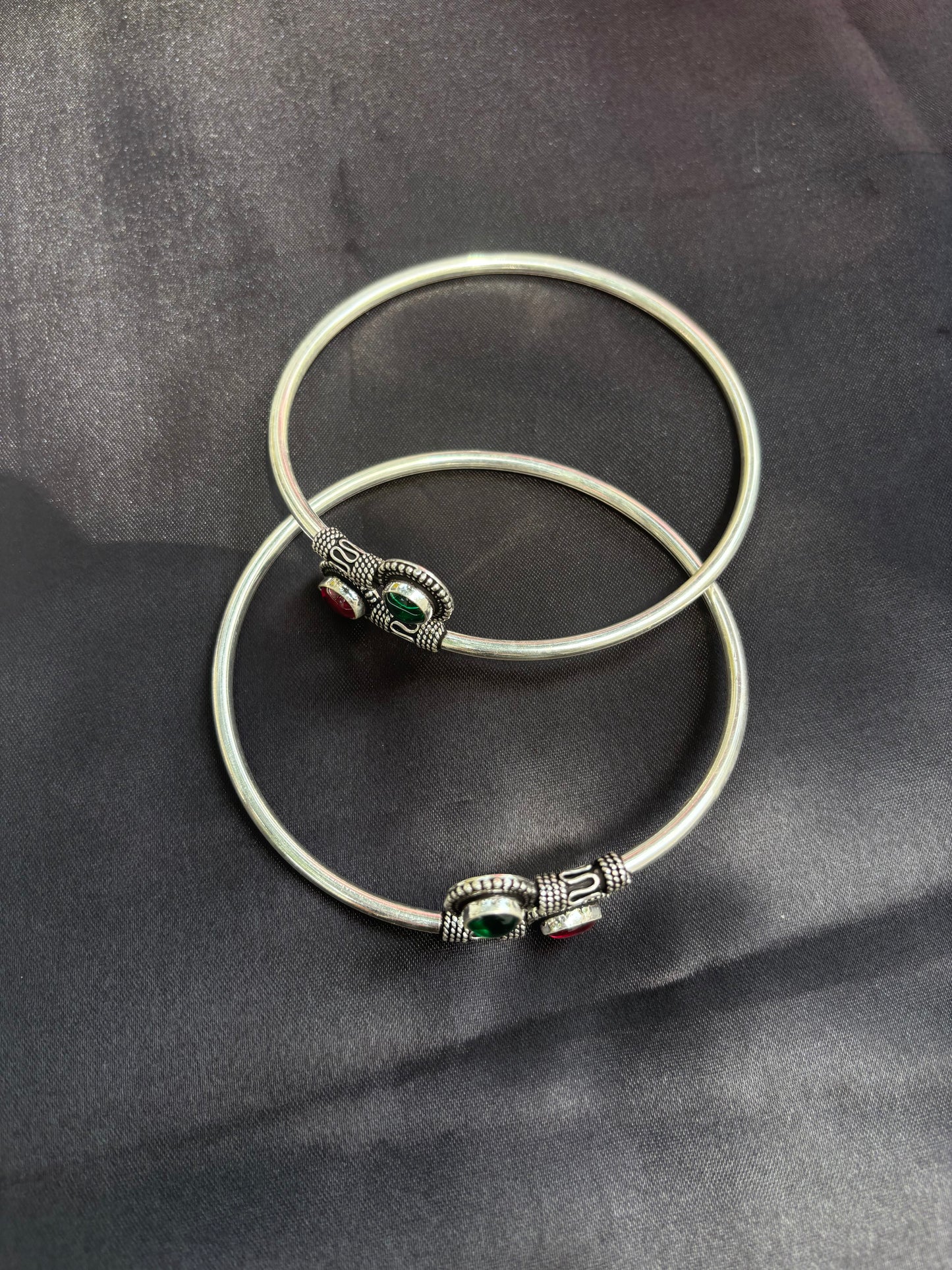 Multicoloured Stone 925 Silver Kada Anklet