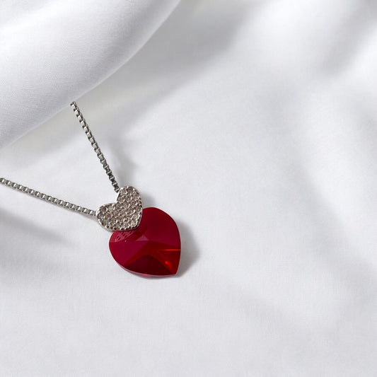 Mystical heart with ruby stone chain locket