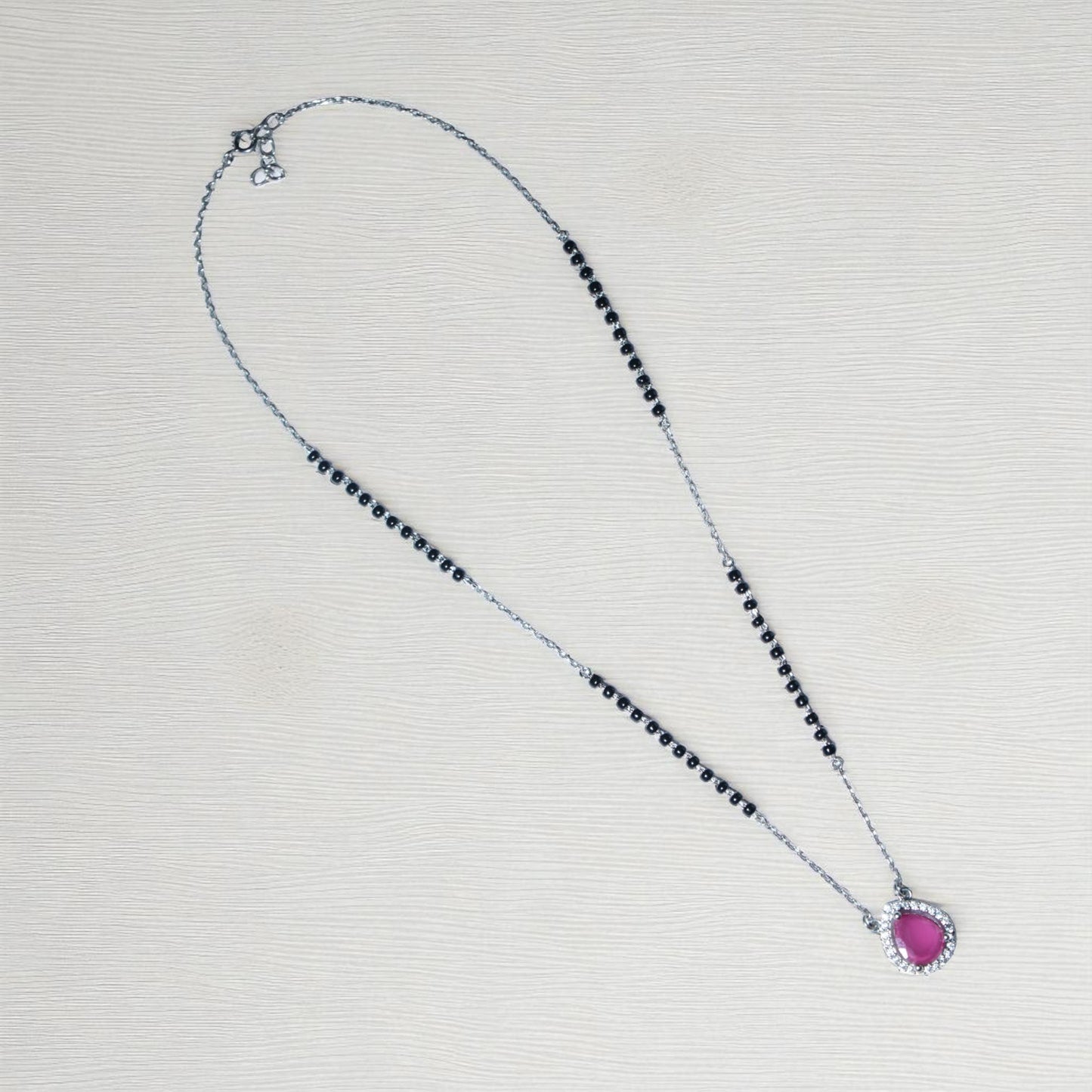 Oval ruby silver Mangalsutra Necklace