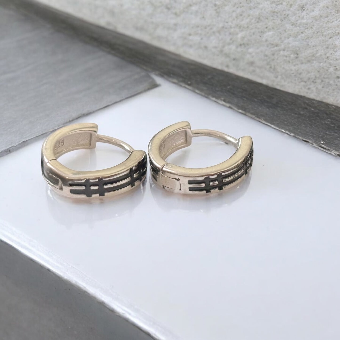 Oxidised Hoop Tik Tok Earring
