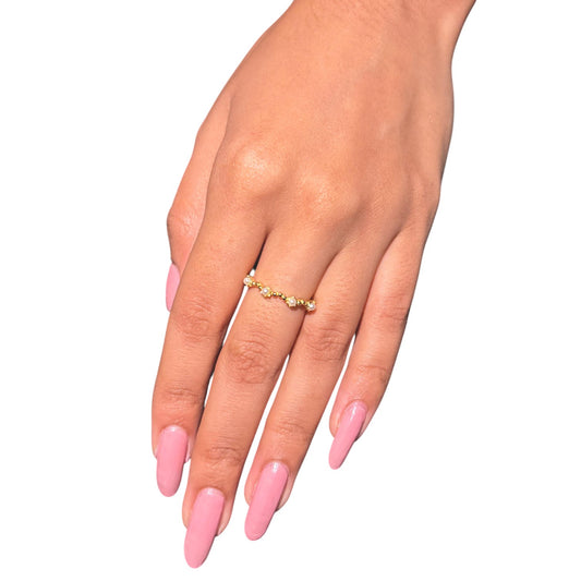 Pearl crown gold plated silver ring