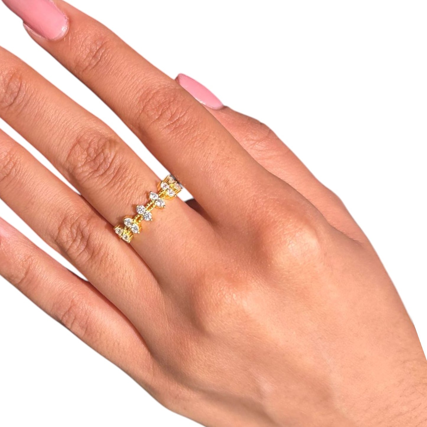 Pearl sequence Gold plated Silver Ring