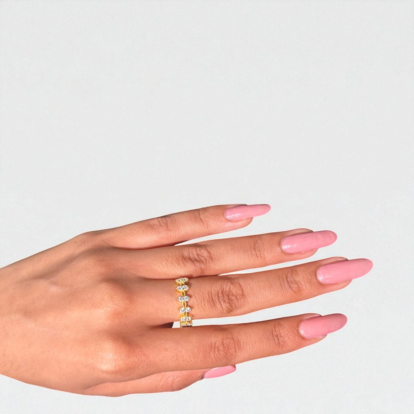 Pearl sequence Gold plated Silver Ring