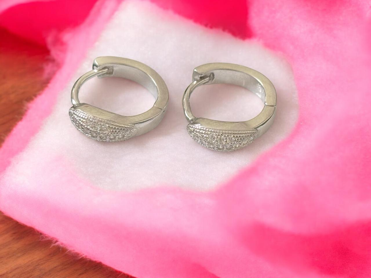 Trendy Hoop CZ Tik Tok Silver Earring