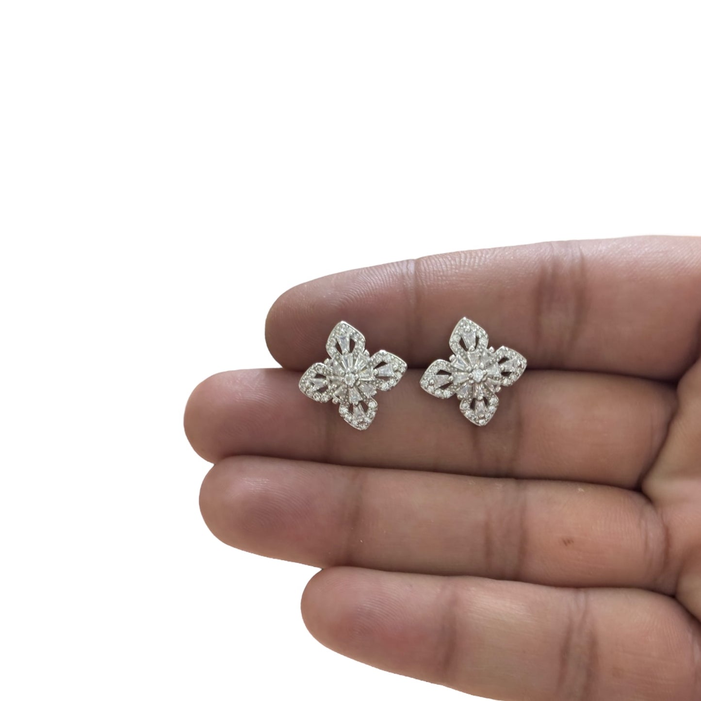 Petal Prism – Floral Baguette 925 silver Studs