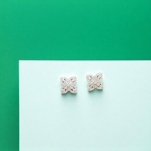 Petal Prism – Floral Baguette 925 silver Studs
