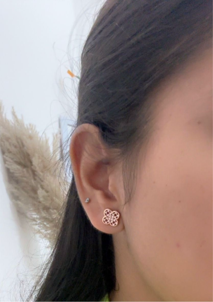 Petal square Silver Rose gold Earring
